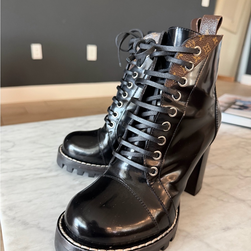 Louis Vuitton Black Patent Leather Combat Boots - Picture 2 of 4